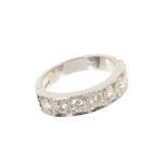 Diamond half hoop eternity ring with seven brilliant cut diamonds in 18ct white gold setting, estima