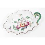 Continental Chelsea-style porcelain leaf shaped dish