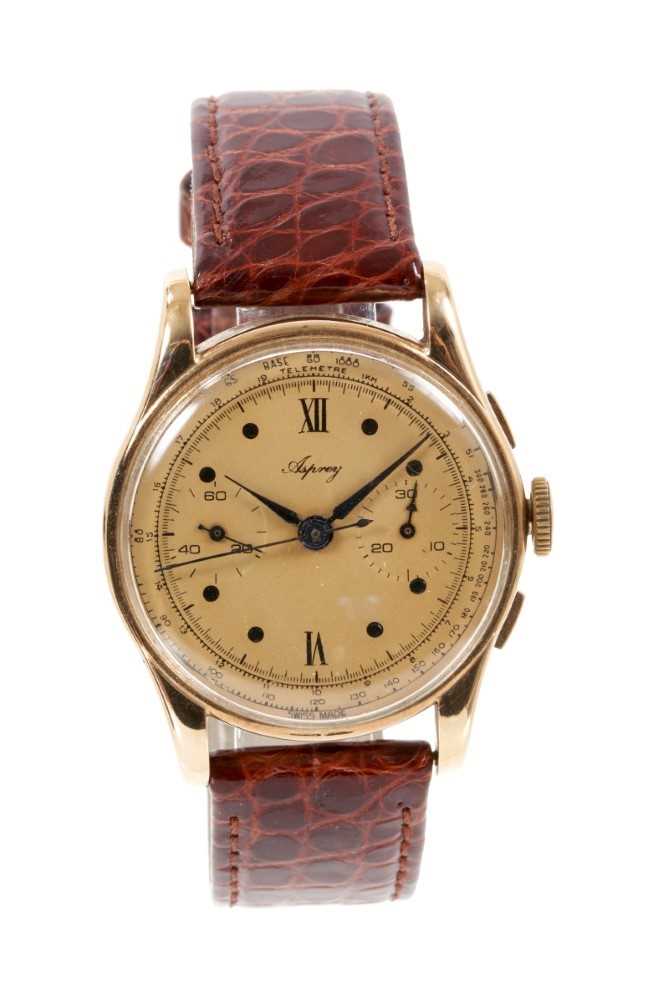 Gentleman's Asprey gold chronograph wristwatch in original box - Image 2 of 4