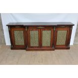 Regency rosewood breakfront side cabinet