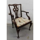 George II walnut elbow chair