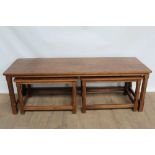 Robert Mouseman Thompson coffee table and nesting en-suite pair of tables