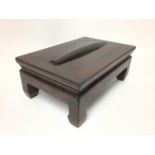 Chinese hardwood foot rest massage footstool 'Gundeng', with rectangular top set with a cylindrical