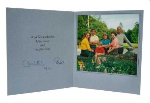 H.M. Queen Elizabeth II and H.R.H. The Duke of Edinburgh, signed 1972 Christmas card with twin gilt