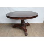 Regency rosewood circular dining table