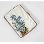 1930s silver and guilloche enamel cigarette case with painted floral decoration