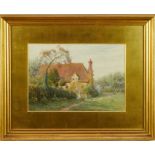 Helen Allingham watercolour Woman and chicken beside a cottage, Hedge Farm, Pinner (now known as Eas