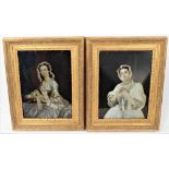 Pair of 18th century style reverse paintings on glass