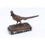 Continental bronze figure of a golden pheasant