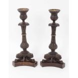 Pair of bronze Grand Tour candlesticks