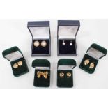 Six pairs of 9ct gold earrings various