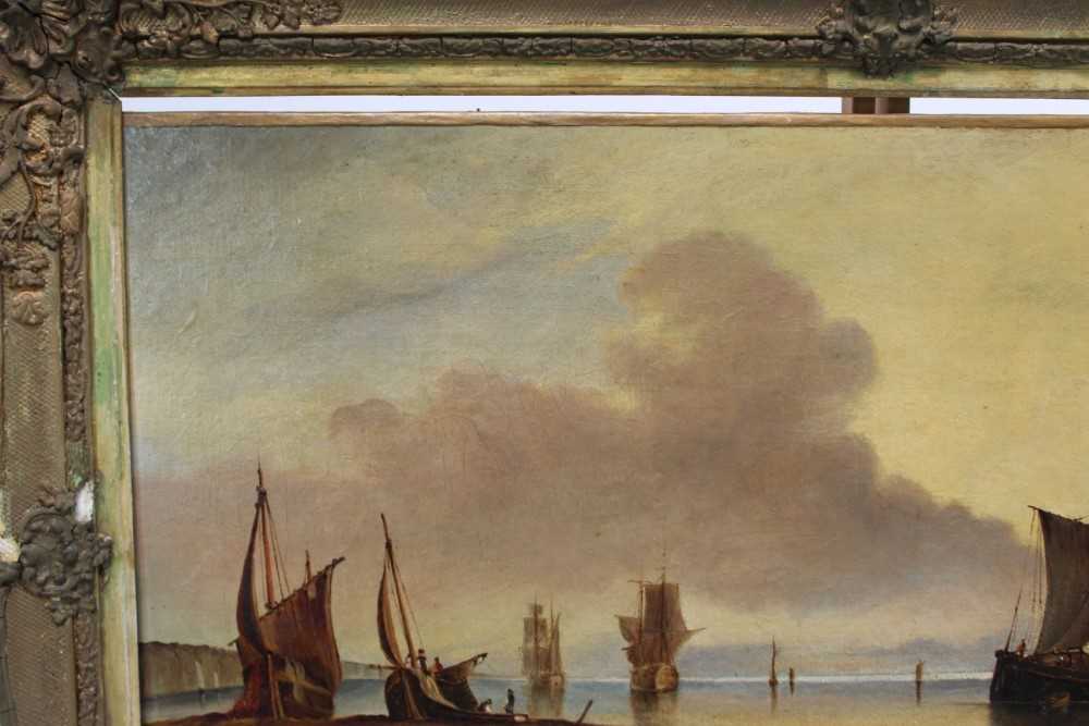 Early 19th century oil on canvas - shipping at anchor, apparently unsigned, 42cm x 71cm, in gilt fra - Bild 6 aus 8