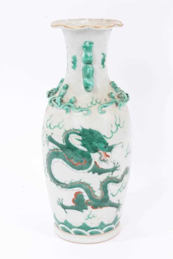 Chinese green enamelled vase