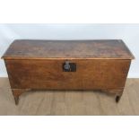 Small 18th century elm five plank coffer with internal candle box.