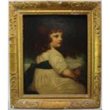 Manner of John Hoppner (1758 - 1810), oil on canvas, An early 19th century portrait of a child seate