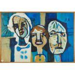 Douglas Pittuck (1911-1993) oil on board, Three heads (from the Apartheid series)