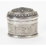 Late 19th/early 20th century white metal Lime box of oval form