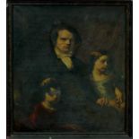 William Huggins (1820 - 1884), pair oils on canvas - portraits of a lady and gentleman with children