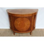 Good quality reproduction inlaid satinwood demi lune commode in the Sheraton style