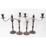 Balliol College interest: Pair of 19th century Old Sheffield plate candelabra together with a pair o