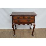 Mid 18th century oak and fruitwood three drawer lowboy