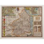 John Speede - Northumberland, hand coloured map, 1662 reissue