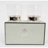 H.M Queen Elizabeth II 2010 Royal Household Christmas present pair Whiskey glasses with plated colla