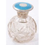 early George v silver and guilloche enamel scent bottle