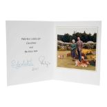 H.M. Queen Elizabeth II and H.R.H. The Duke of Edinburgh, signed 2001 Christmas card with twin gilt