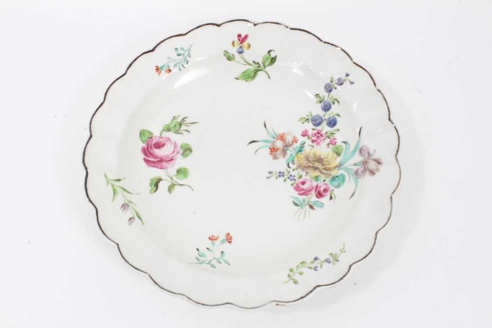 18th century Worcester plate, unusually painted in coloured enamels, probably in a London atelier, c