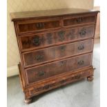 17th century style laburnum oyster veneered chest on stand, late 17th century elements but with sign