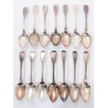 Collection of fourteen Georgian and later silver table spoons (various dates and makers)