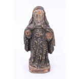 Early Continental carved and polychrome painted religious figure, 14cm high