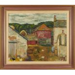 *Ruskin Spear (1911-1990), oil on board - Church Town Farm, The Lizard, apparently unsigned, artists