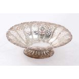 Victorian silver bon bon dish with pierced decoration