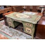 Continental polychrome painted desk