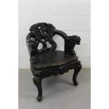 Chinese carved wood Dragon chair