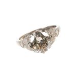Diamond single stone ring with a round brilliant cut diamond estimated to weigh approximately 2.75ct