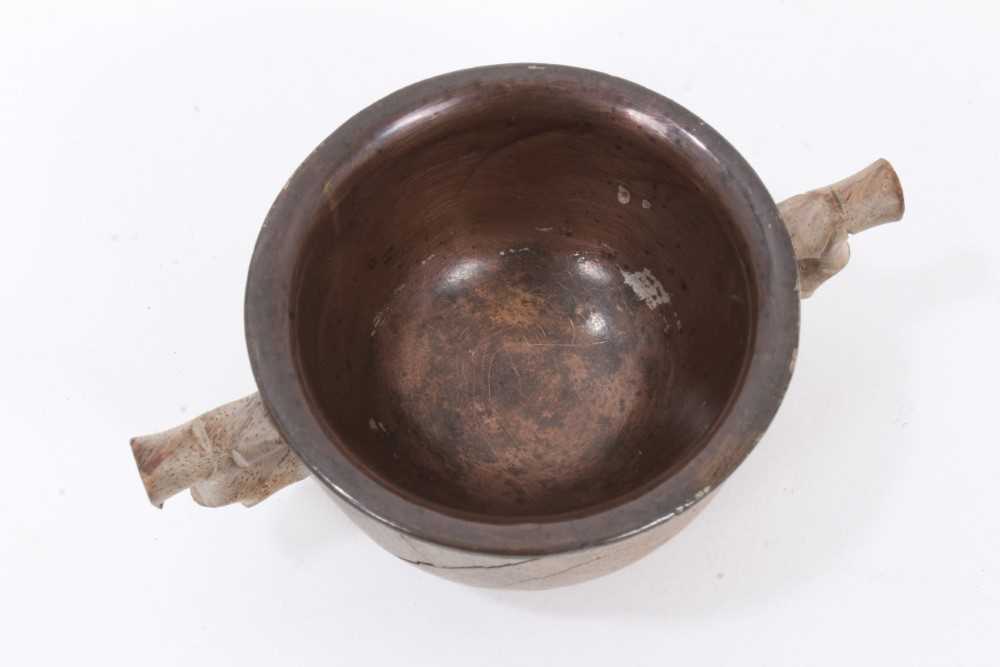 Asian wood libation cup with copper lining - Image 3 of 5