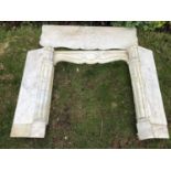 19th century Continental white marble fire surround, with shaped mantle and frieze on scroll support