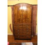 Good quality Regency inlaid mahogany two height bookcase with flame mahogany veneers and inlaid ebon