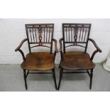 Good pair of early 19th century fruitwood Mendlesham chairs