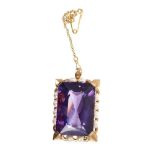 Large amethyst and cultured pearl pendant/brooch