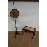 Victorian mahogany pole screen with tapestry panel, on tripod base, together with a Victorian mahoga