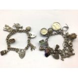 Two silver charm bracelets