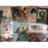 400+ early mixed postcards, all UK, topo, comic etc