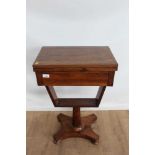 Victorian rosewood occasional table with fold-over top above a single drawer, on shaped supports and