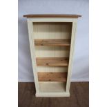 Modern painted pine open bookshelf with adjustable shelves