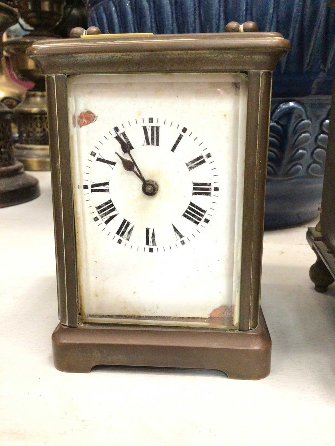 Brass lantern clock and carriage clock - Image 4 of 7