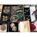 Group of antique and later buttons, paste set buckles and jewellery